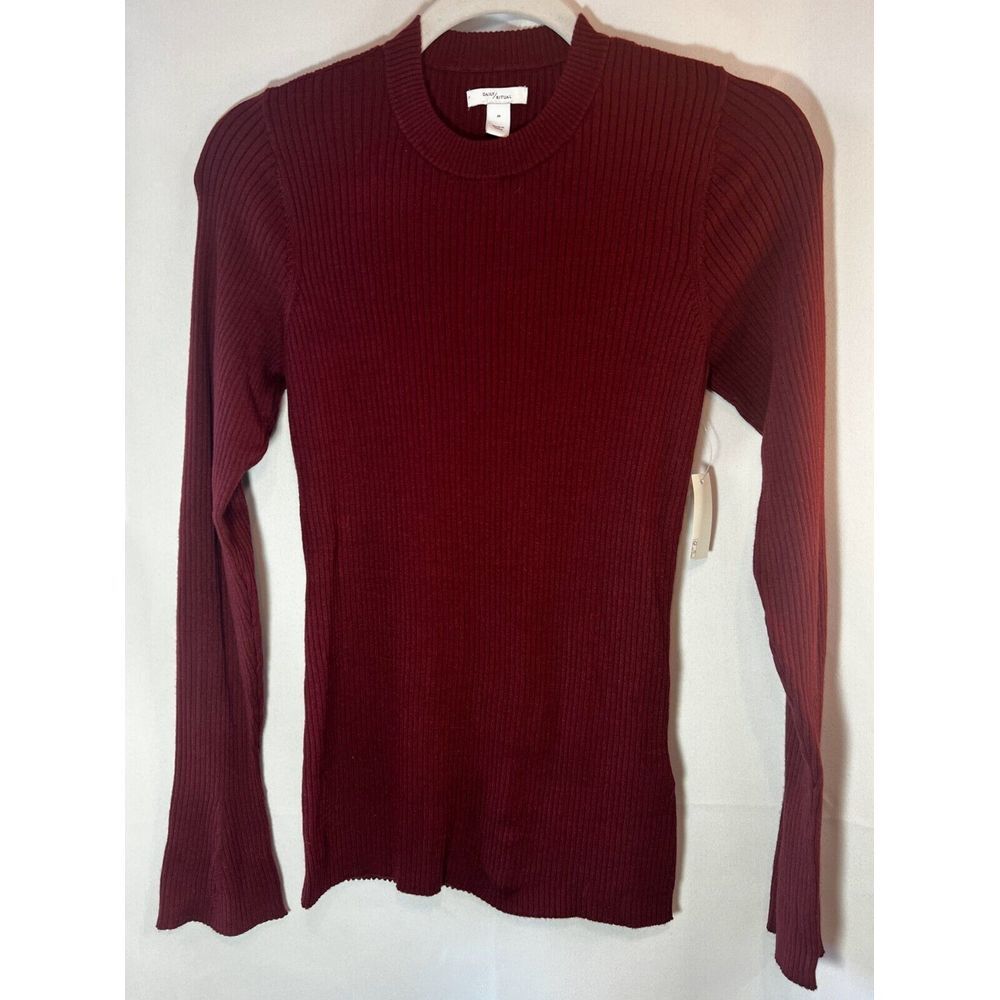 Women's Fine Gauge Sweater with Cut-Out Back- Daily Ritual, Brick Red, M